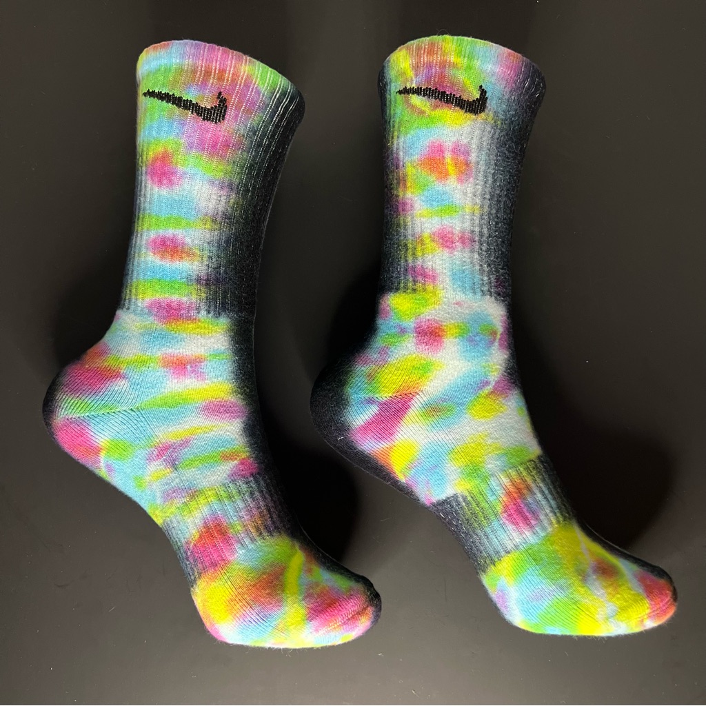 Nike mid-crew handmade custom Tie-Dye socks